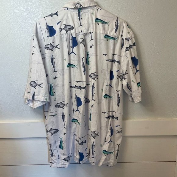 Columbia Fish and Fishing Rods Graphic Button Down Shirt Men's Size M - Picture 7 of 7